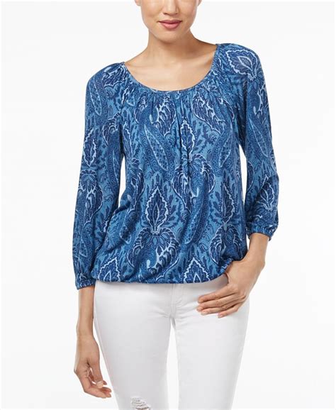 michael michael kors sarah knit peasant top womens|macy's Michael Kors shirt.